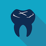 Tooth Flat style Icon with long shadows