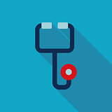 stethoscope Flat style Icon with long shadows