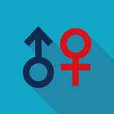 Gender symbol Flat style Icon with long shadows