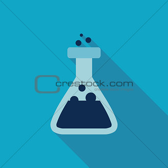 laboratory glass Flat style Icon with long shadows