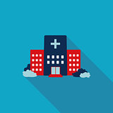 hospital building , Flat style Icon with long shadows