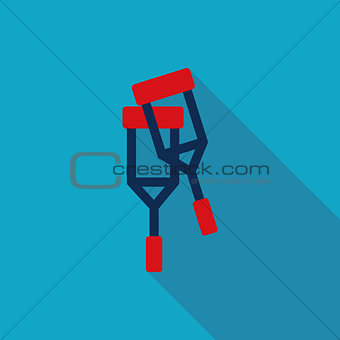 Flat Crutch style Icon with long shadows