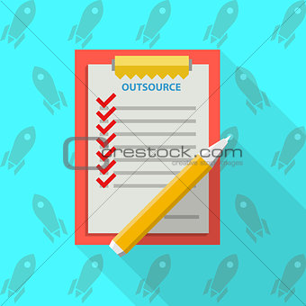 Flat vector illustration of clipboard for outsource