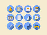 Flat icons for school supplies