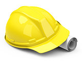 helmet and construction drawing