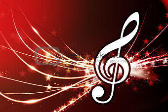 Musical Note on Abstract Light Background