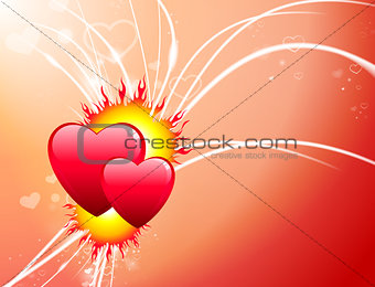 Valentine's Day Hearts on Abstract Light Background