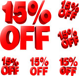 15% off Discount sale sign