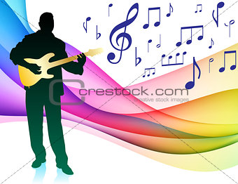 Guitar Player on Musical Note Color Spectrum