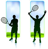 Tennis Player set with Nature Frame Background