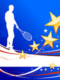 Tennis Player on Abstract Patriotic Background