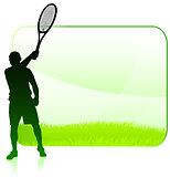 Tennis Player with Blank Nature Frame