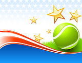 Tennis Ball on United States wave Background