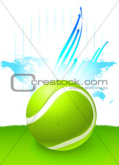 Tennis Ball with World Map Background