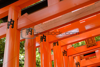 Otorii partial close-up of otorii in Fushimi Inari Taisha Shrine