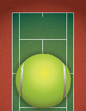 Realistic Textured Tennis Court and Ball Illustration