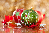 Christmas decoration with green and red balls.