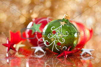 Christmas decoration with green and red balls.