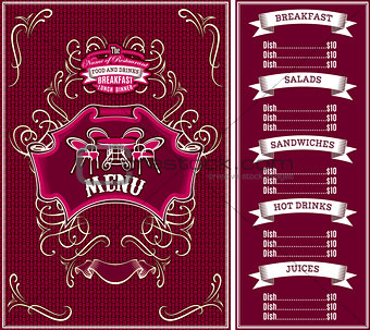 template for the cover of the menu