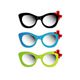 Colorful cat eye sunglasses with red bow