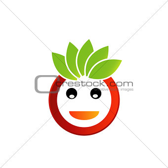 Happy smiley with green leaves