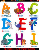 cartoon english alphabet with animals