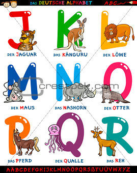cartoon german alphabet with animals