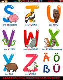 cartoon german alphabet with animals