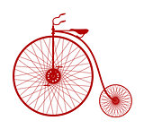 Silhouette of vintage bicycle in red design