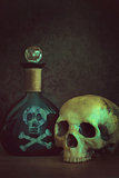 Skull with poison bottle