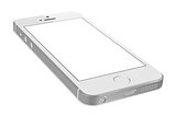 Silver Smartphone with blank screen on white background