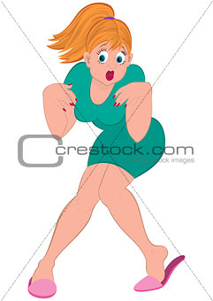 Cartoon woman with blond hair and open mouth