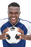 Portrait of a football player shouting