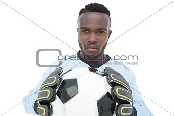 Portrait of a serious football player