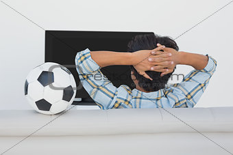 Soccer fan watching tv