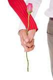 Close up of hands holding rose