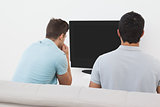 Soccer fans watching tv