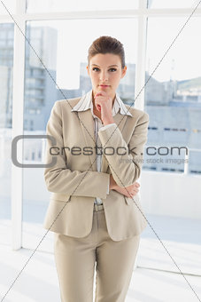 Pretty businesswoman looking at camera