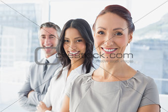 Businesswoman smiling while at work