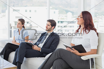 Employee's listening to a presentation