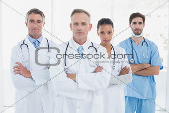 Medical team looking at camera
