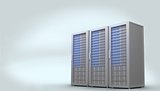 Three digital grey server towers