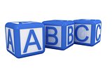 Blue and white alphabet blocks