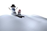 Digitally generated white snow people
