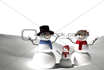 Digitally generated white snow family