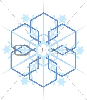 Digitally generated blue snow flake