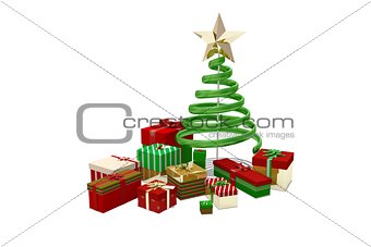 Green red and gold christmas gifts