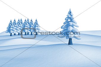 Fir trees on snowy landscape