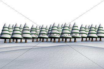 Fir trees on snowy landscape