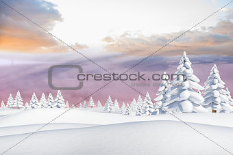 Snowy landscape with fir trees